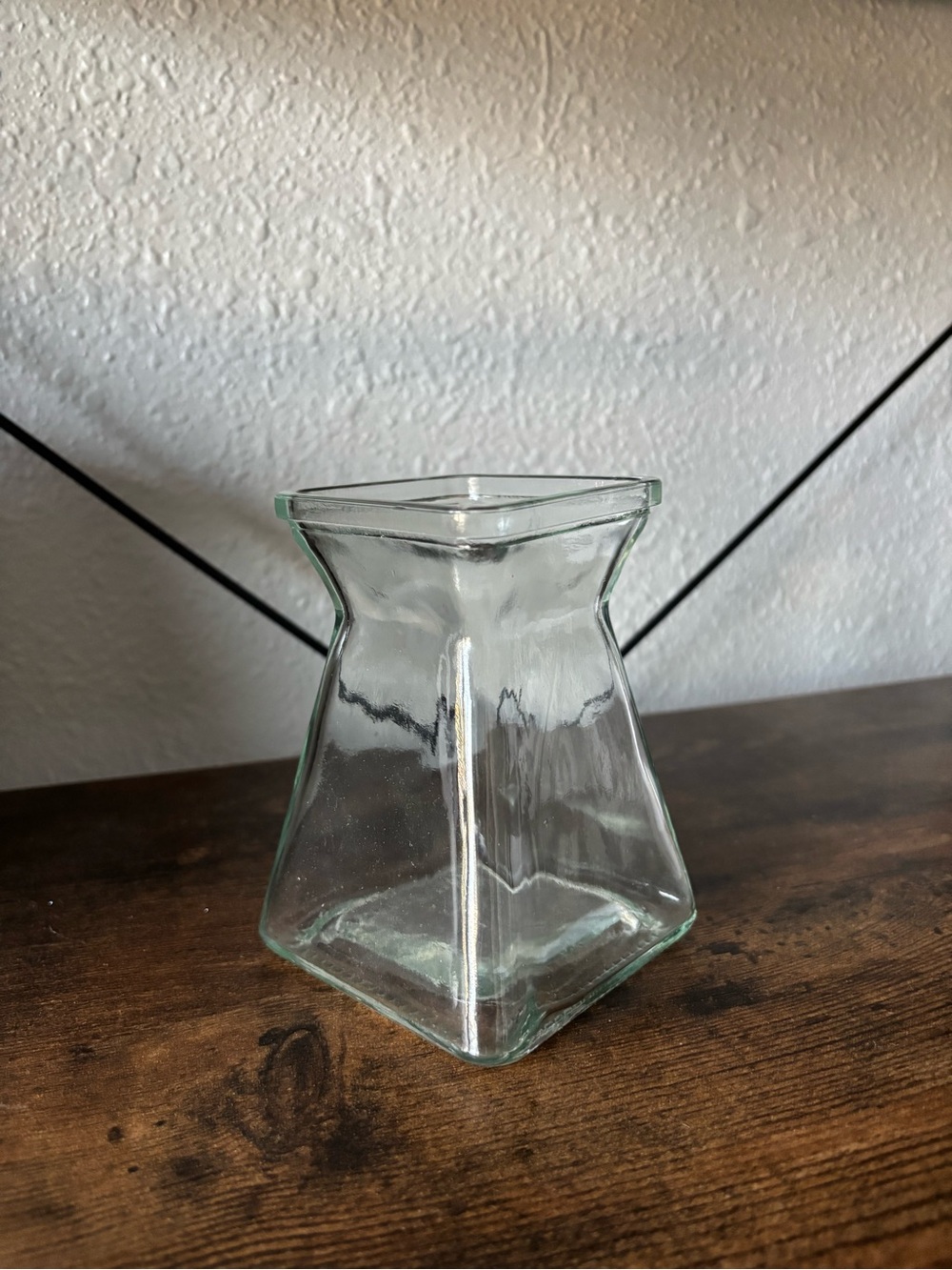 Clear Glass Hexagonal Vase -Home Decor